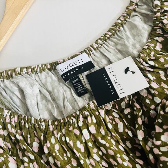 Eloquii Green Cream Printed Crop Top Size 22 NWT - Picture 6 of 7